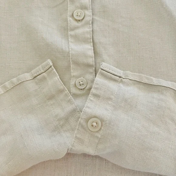 Harve Benard 100% Linen Minimalist Casual Relaxed Fit Button  Down Shirt Blouse. - Picture 8 of 14
